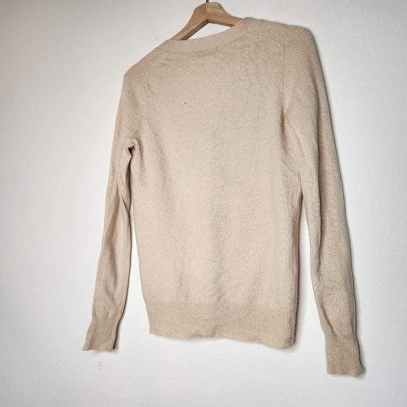 J CREW Womens Cardigan Sweater Beige V Neck Buttons Wool Cashmere - Picture 8 of 10